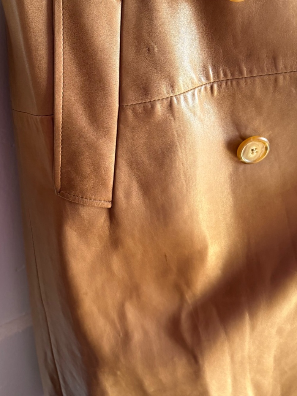 Vintage Ralph Lauren Purple Label Leather Trench Coat Archival Union Made in USA - Picture 8 of 10